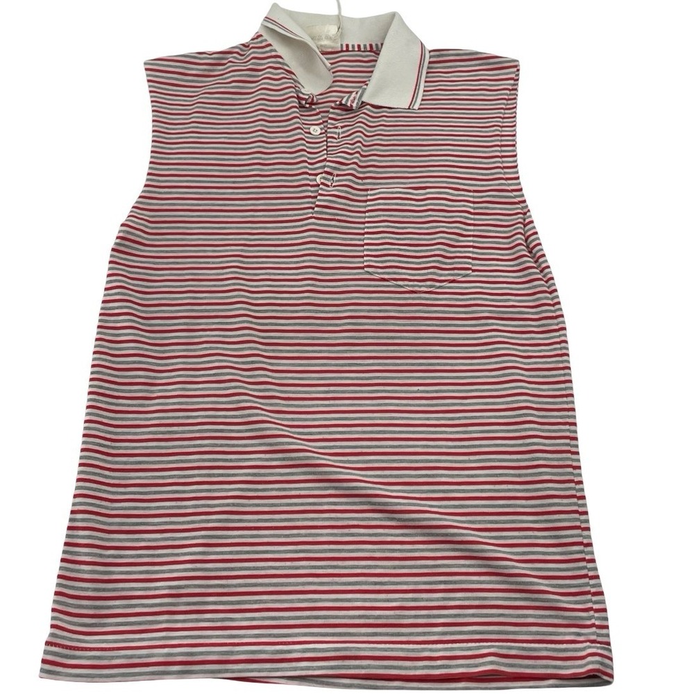 Unbranded Women's Sleeveless Polo Striped Red White Grey Vintage S